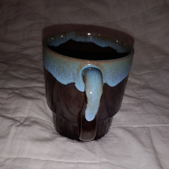 Replacement Mid Century Modern Stackable Brown Blue Drip Glaze Coffee Mug Cup - Picture 2 of 7